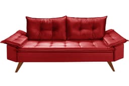 Sofa Retro Bariloche 3 Lugares Tecido Suede Pes em Madeira