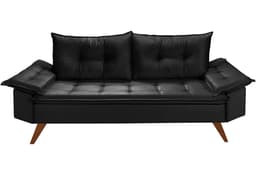 Sofa Retro Bariloche 3 Lugares Tecido Suede Pes em Madeira