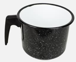 Caneca Leiteira Esmaltada no 14 Preto branco atóxico 1,6 L cabo Baquelite  ESMALTADOS SILVA 2325