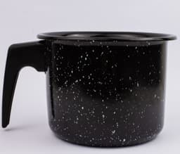 Caneca Leiteira Esmaltada no 16 Preto atóxico 2,0 L cabo Baquelite  ESMALTADOS SILVA 8186