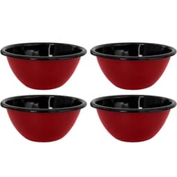 Conjunto 4 Tigelas Esmaltadas Ágata 500ml Bowls para Servir Esmaltados Silva Vermelho