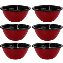 Jogo 6 Tigelas Esmaltadas Ágata 500ml Bowls para Servir Esmaltados Silva Vermelho