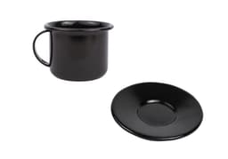 Xícara Caneca com pires Esmaltada 90ml Preto no 6 2272 e 2265