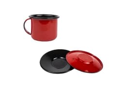 Xícara Caneca com pires Esmaltada 90ml Vermelho no 6  2271 e 2263