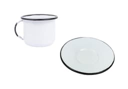 Xícara Caneca com pires Esmaltada no 8 180ml Branco 2315 e 2318
