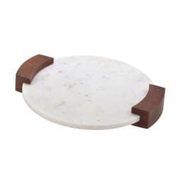 Bandeja Decorativa Espressione Branca e Marrom 5 cm