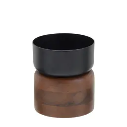 Candelabro Decorativo Espressione Wood Marrom e Preto 15 cm