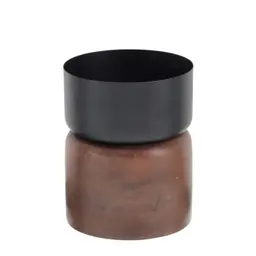 Candelabro Decorativo Espressione Wood Marrom e Preto 19 cm