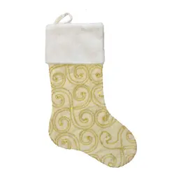 Bota Decorativa Creme e Dourada