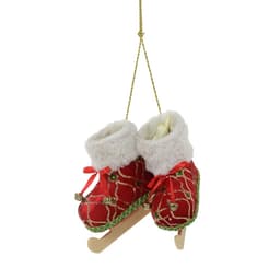 Bota Decorativa Vermelha e Dourada