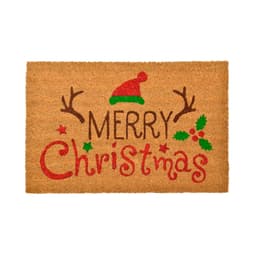 Capacho Natalino Espressione Merry Christmas Gorro Marrom e Vermelho