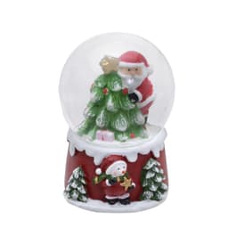 Enfeite Natalino Espressione Bola de Água com Papai Noel e Árvore Vermelha e Branca 7 cm