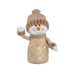 Enfeite Natalino Espressione Boneco de Neve Branco e Dourado 33 cm