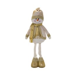 Enfeite Natalino Espressione Boneco de Neve Branco e Dourado 38 cm