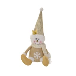 Enfeite Natalino Espressione Boneco de Neve Branco e Dourado 57 cm