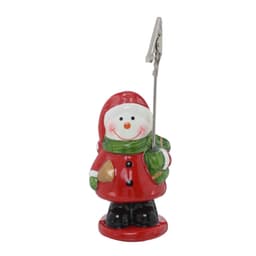 Enfeite Natalino Espressione Boneco de Neve Porta-Cartão Vermelho e Branco 12 cm
