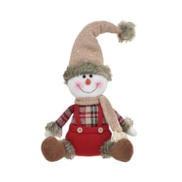 Enfeite Natalino Espressione Boneco de Neve Vermelho e Branco 38 cm