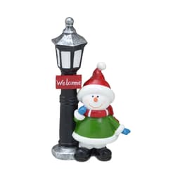 Enfeite Natalino Espressione Boneco de Neve com Poste Branco e Verde 16 cm