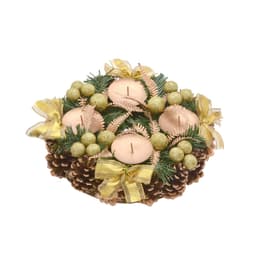 Enfeite Natalino Espressione Candelabro do Advento Dourado e Verde