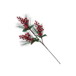 Enfeite Natalino Espressione Galho Verde e Vermelho 67 cm