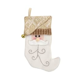 Enfeite Natalino Espressione Meia Papai Noel Branco e Dourado