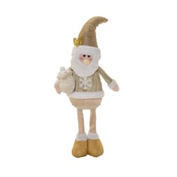 Enfeite Natalino Espressione Papai Noel Branco e Dourado 39 cm