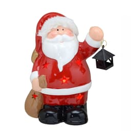 Enfeite Natalino Espressione Papai Noel com Luz e Saco Vermelho e Branco 17 cm