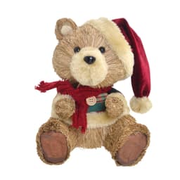 Enfeite Natalino Espressione Urso Marrom Claro e Vermelho 22 cm
