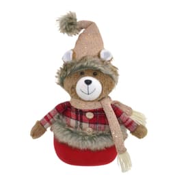 Enfeite Natalino Espressione Urso Marrom e Vermelho 34 cm