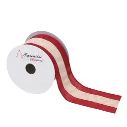 Fita Natalina Espressione Listrada Palha e Vermelha