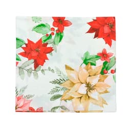 Guardanapo de Papel Natalino Floral Bege e Vermelho