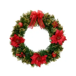 Guirlanda Decorada Espressione Verde e Vermelha 36 cm