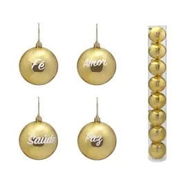 Jogo com 8 Bolas Natal I Dourado e Branco