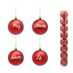 Jogo com 8 Bolas Natal I Vermelho e Branco