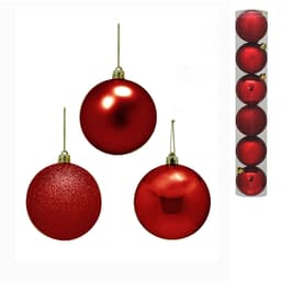 Kit com 6 Bolas Decorativas para Árvore de Natal Espressione Christmas I Vermelho 8x7 cm