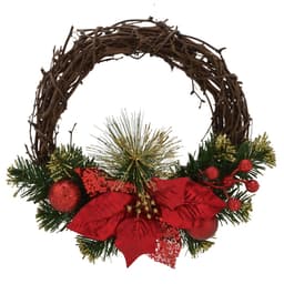 Guirlanda Natalina Espressione com Flores Marrom e Vermelha