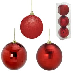 Kit com 3 Bolas Natalinas Espressione com 3 Acabamentos Vermelho 11 cm