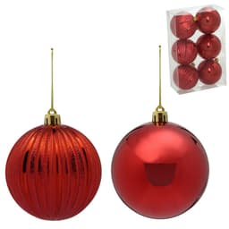 Kit com 6 Bolas Natalinas Espressione com 2 Acabamentos Vermelho 9 cm