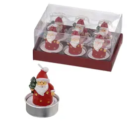 Kit com 6 Velas Papai Noel com Árvore Vermelho
