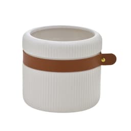 Vaso Decorativo Espressione com Listra Branco e Marrom 14 cm