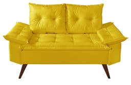 Sofa 2 Lugares Bariloche Retro Courino Amarelo Couro Sintetico Essencial Estofados