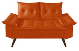 Sofa 2 Lugares Bariloche Retro Courino Laranja Couro Sintetico Essencial Estofados