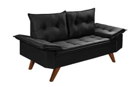 Sofa 2 Lugares Bariloche Retro Preto Essencial Estofados