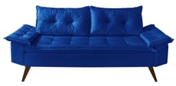 Sofa 3 Lugares Bariloche Retro Courino Azul Marinho Couro Sintetico Essencial Estofados