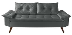 Sofa 3 Lugares Bariloche Retro Courino Cinza Couro Sintetico Essencial Estofados