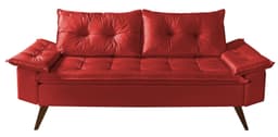 Sofa 3 Lugares Bariloche Retro Courino Vermelho Couro Sintetico Essencial Estofados