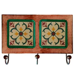 Cabideiro De Parede Rustico Ladrilho Hidraulico Para Roupas Bolsas Chaves D1M