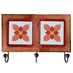 Cabideiro De Parede Rustico Ladrilho Hidraulico Para Roupas Bolsas Chaves j2