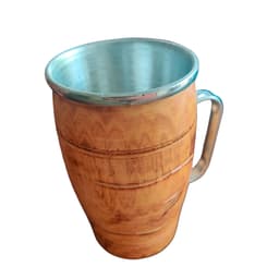 Copo Caneca Termica de Madeira Artesanal Rústica 300ml