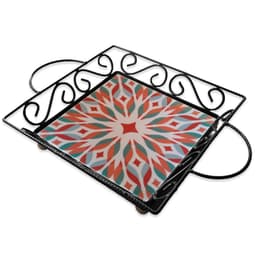 Fruteira Mesa Bandeja Ferro Azulejo Quadrada G1